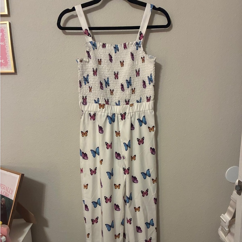 SHEIN White and Purple, blue and Orange butterflies design